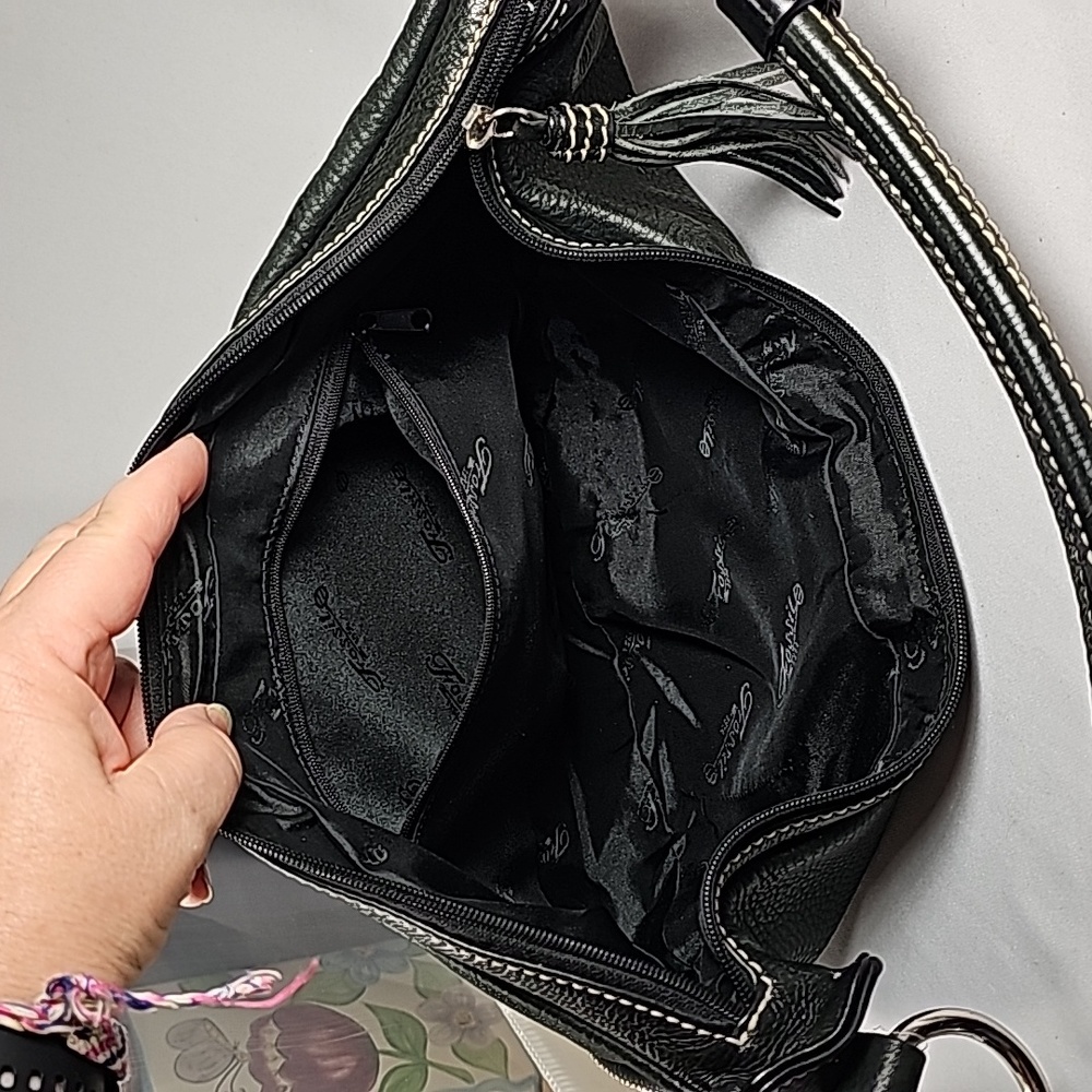 Fossil Black Pebbled Leather Hobo Bag - Picture 8 of 11